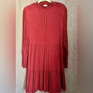 Knox Rose Wine Long Sleeve Dress with gold threads